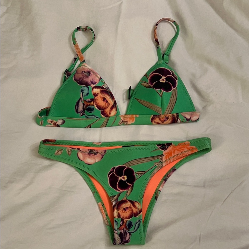 Triangl Green floral Bikini Set